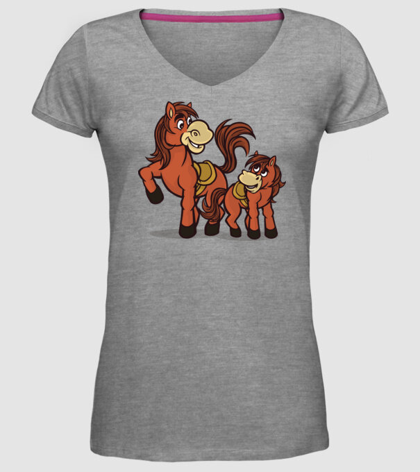 Cal cu mânz model gri pe tricou