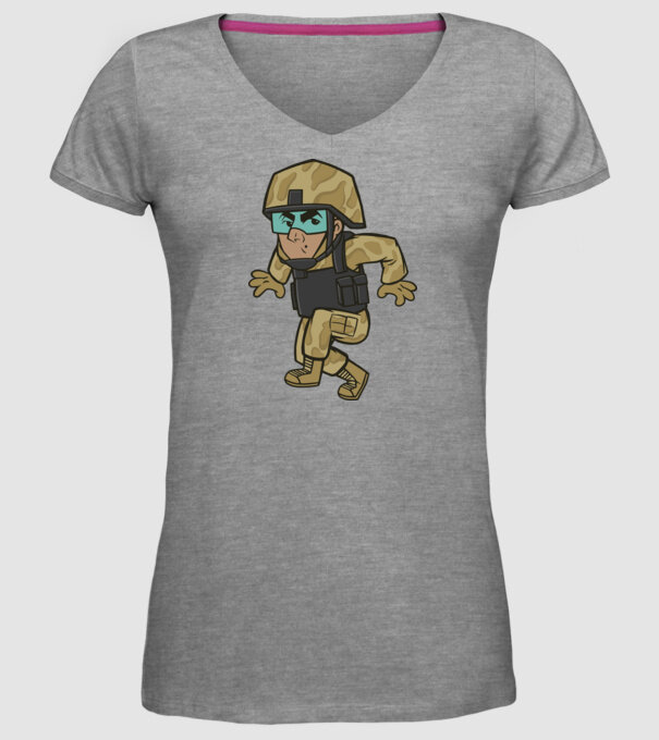 Soldat strecurându-se model gri pe tricou