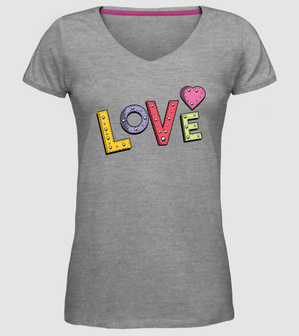 'Inscripție Love pentru Valentine''s Day' model gri pe tricou