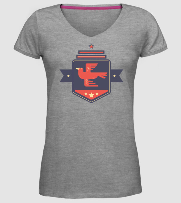 Stemă pasăre model gri pe tricou