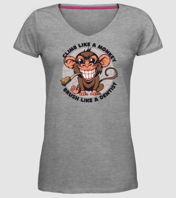 Periuță de dinți maimuță model gri pe tricou
