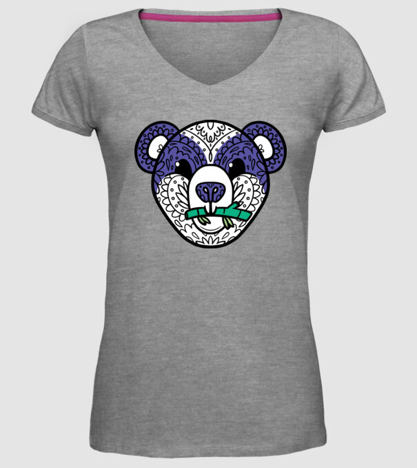 Mandala Panda model gri pe tricou