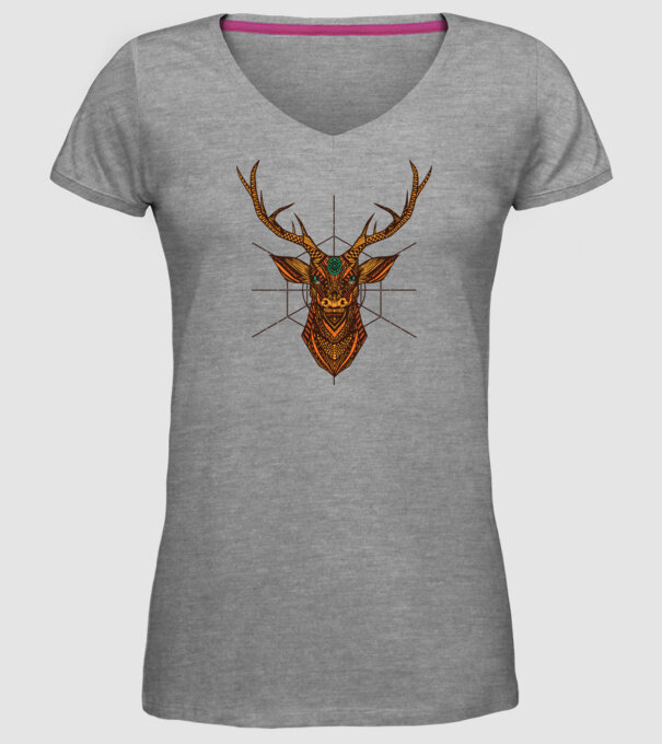 Mandala Cerb model gri pe tricou