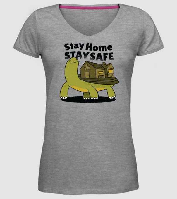 Stai acasă, stai în siguranță Țestoasă model gri pe tricou