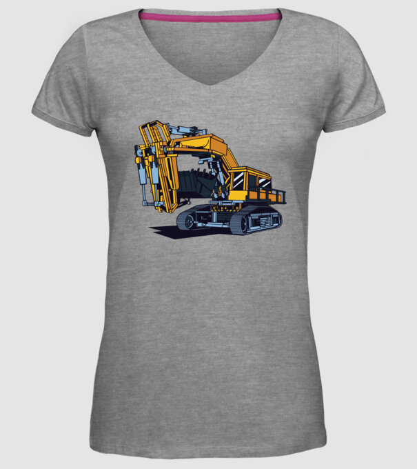 Excavator model gri pe tricou