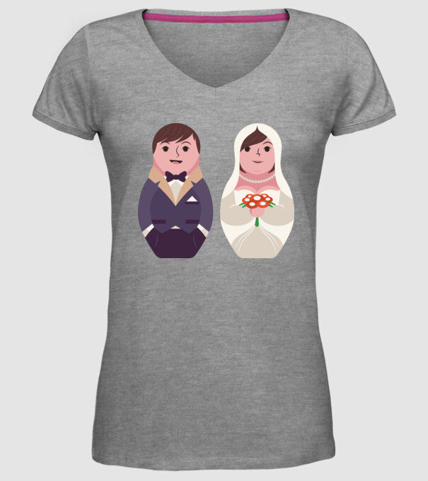 Matrioșka Căsătorie model gri pe tricou