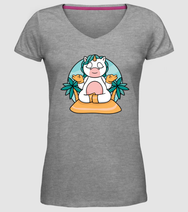 Unicornul meditator model gri pe tricou
