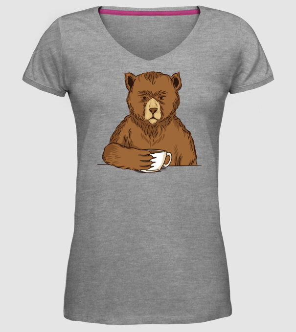 Urs cu cafea model gri pe tricou