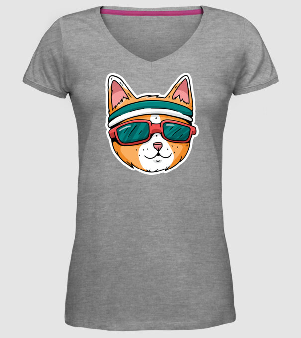 Pisică Cool model gri pe tricou