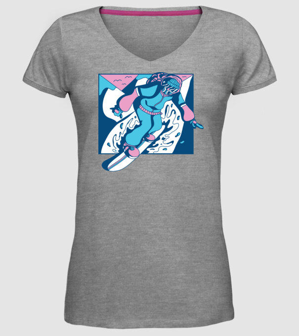 Snowboarder cool model gri pe tricou