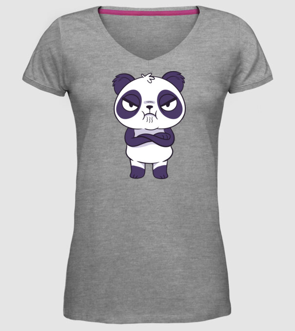 Panda furios model gri pe tricou