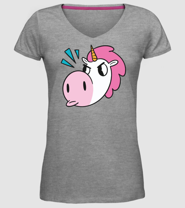 Unicorn supărat model gri pe tricou