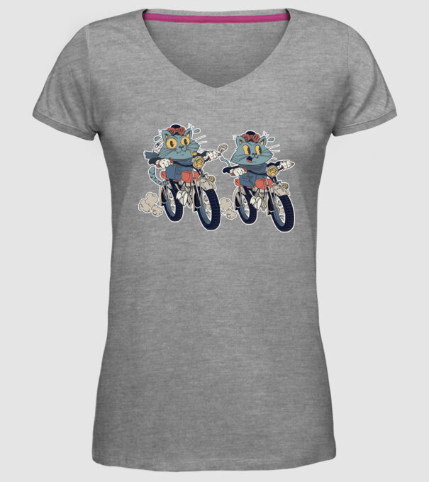 Pisicuțe motocicliste model gri pe tricou