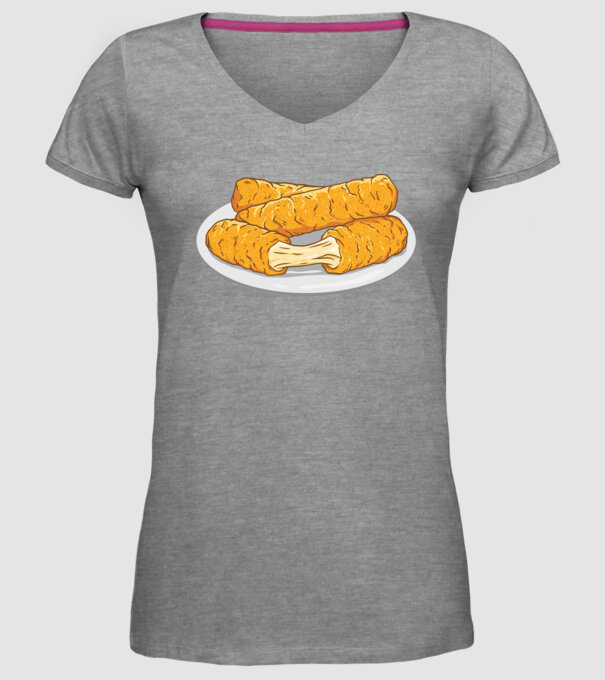 Fâșii de mozarella model gri pe tricou