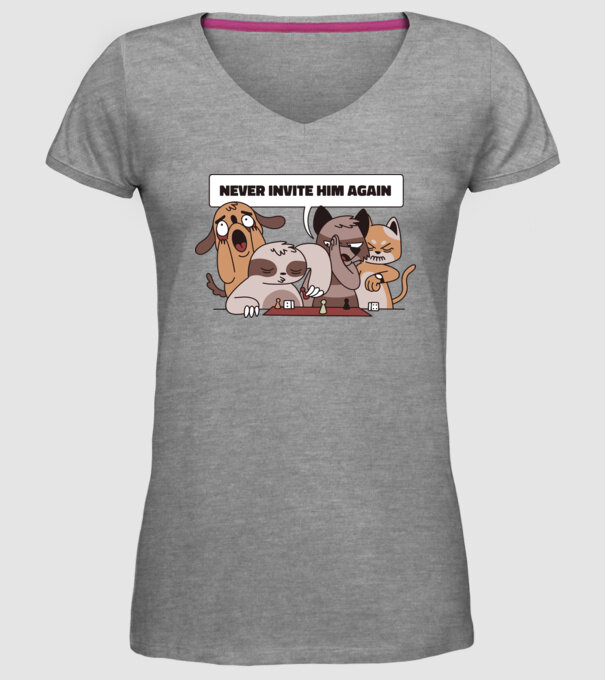 Să nu-l mai invităm niciodată - Leneș model gri pe tricou