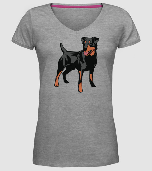 Câine de vânătoare german Terrier model gri pe tricou