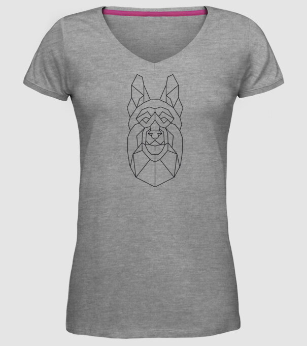 Cap Ciobănesc german Polygon model gri pe tricou