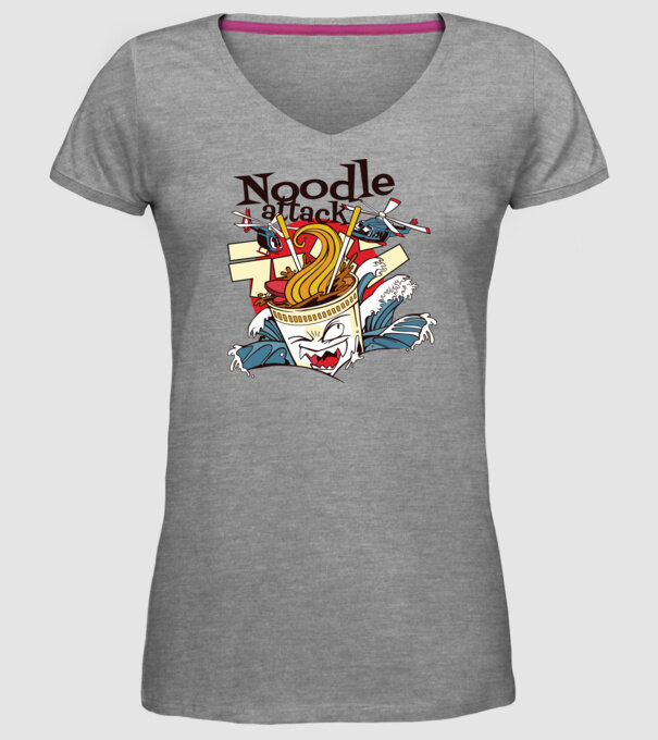 Noodle Attack model gri pe tricou