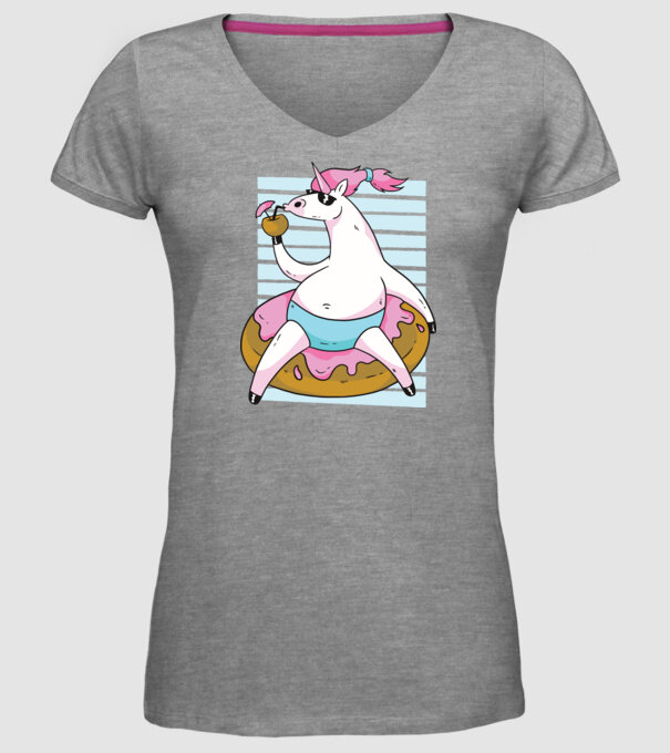 Unicorn în vacanță model gri pe tricou