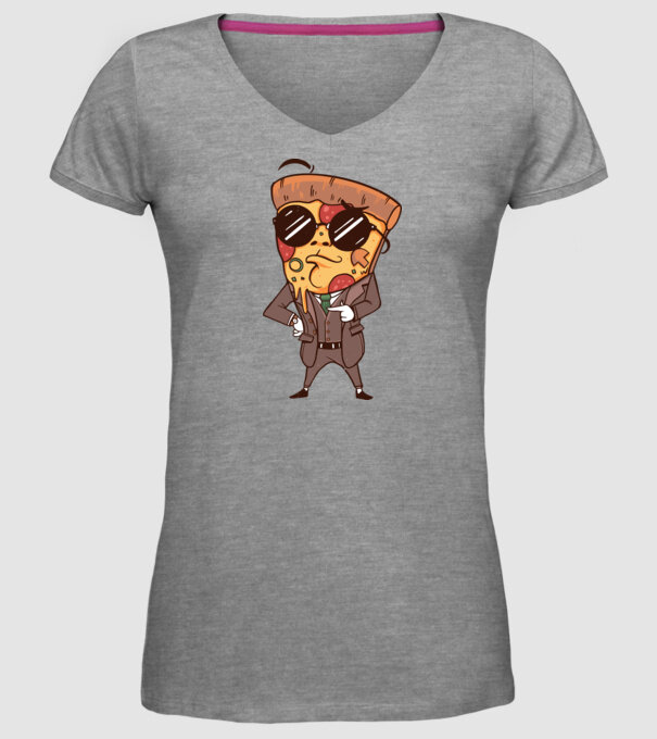 Agent de pizza în Costum model gri pe tricou