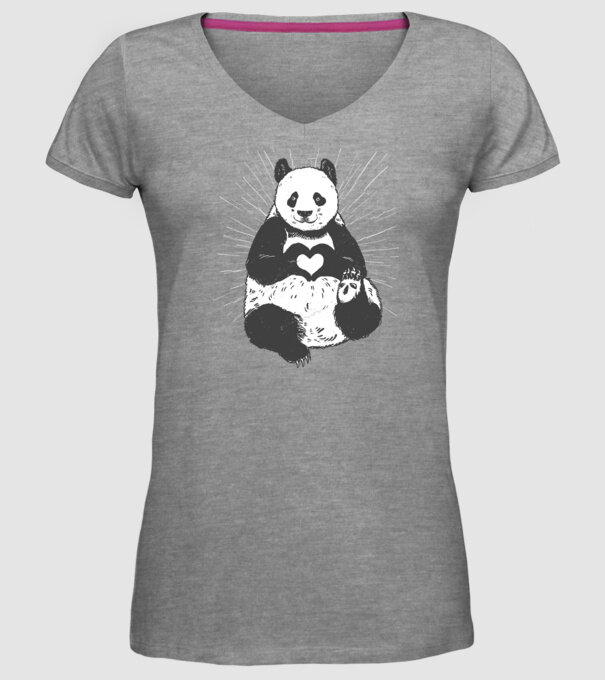 Inimă panda model gri pe tricou