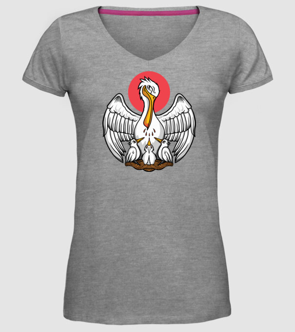 Familie Pelican model gri pe tricou
