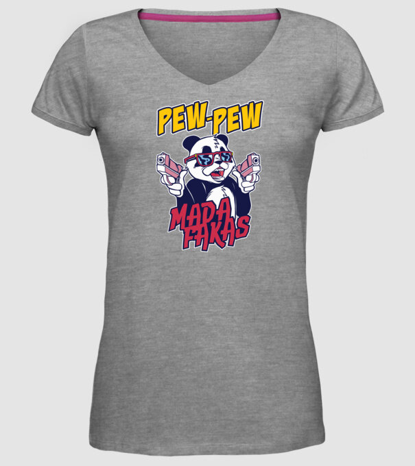 Pew Pew Pew Madafakas Panda model gri pe tricou
