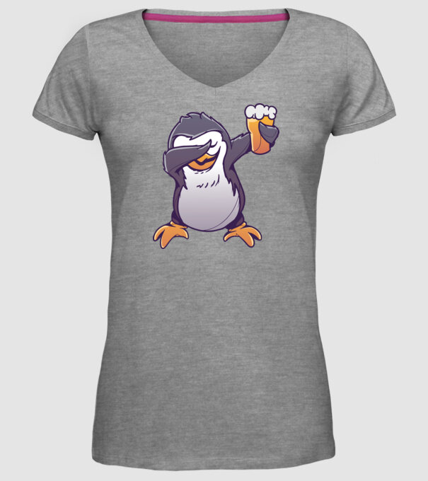 Pinguin cu Bere DAB model gri pe tricou