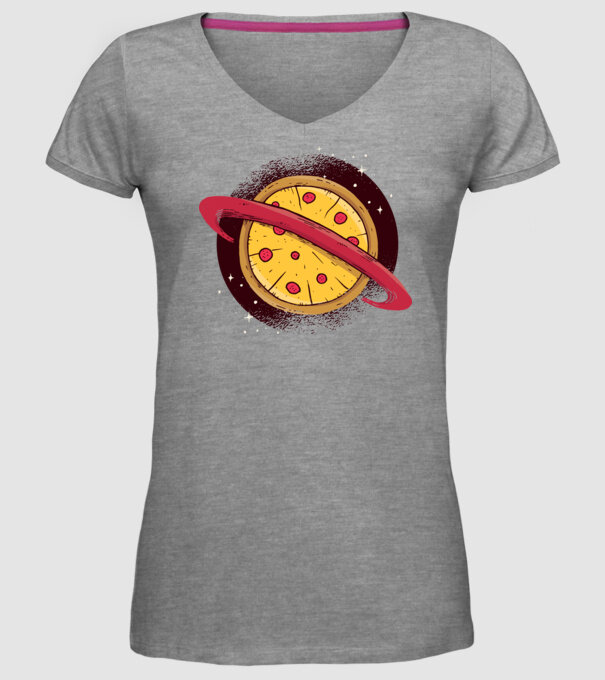 Pizza Planetă model gri pe tricou