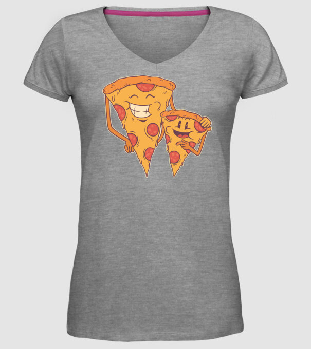 Familie Pizza model gri pe tricou