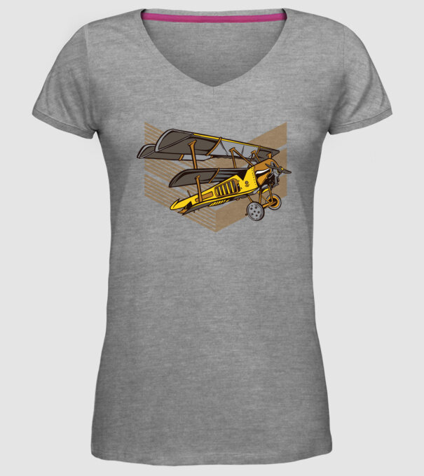 Avion cu elice model gri pe tricou