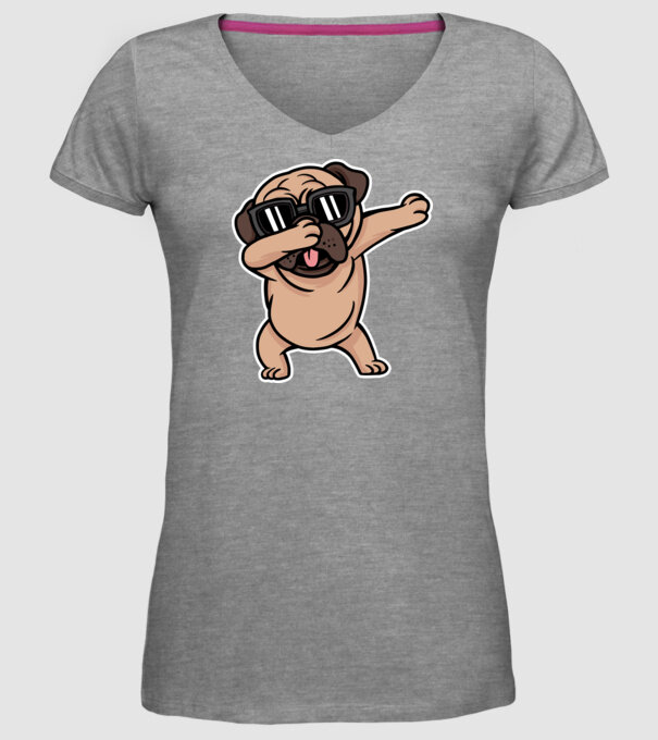Pug DAB model gri pe tricou
