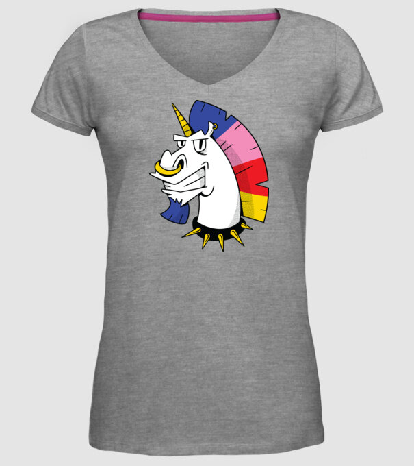 Punk unicorn model gri pe tricou