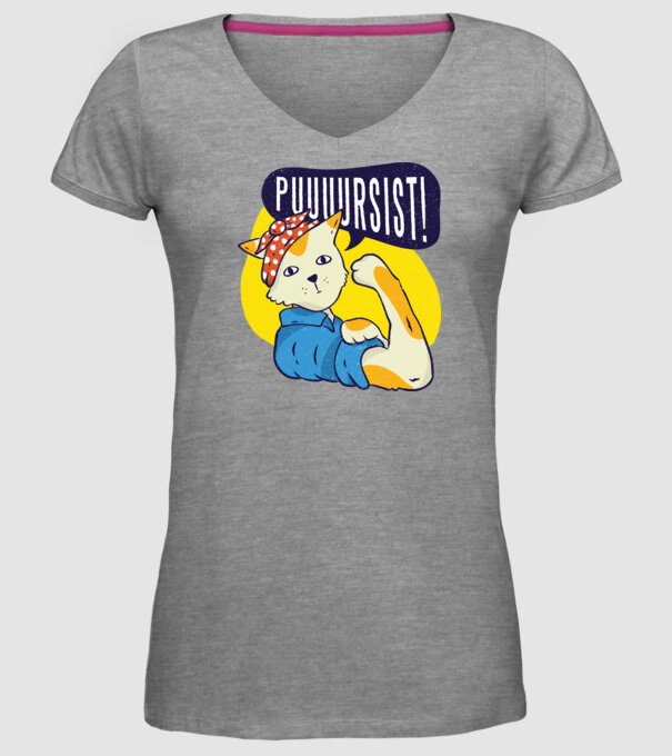 Pisică Pursist model gri pe tricou