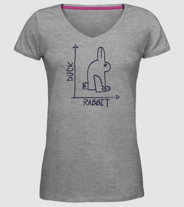 Rabbit vs Duck - Iepure sau Rață model gri pe tricou