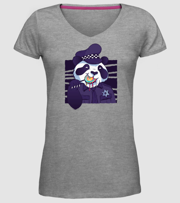 Panda polițist cu acadea model gri pe tricou