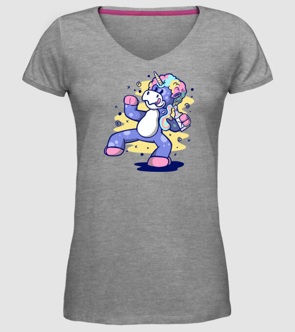 Unicorn beat model gri pe tricou