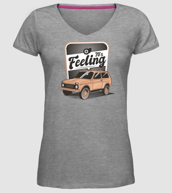 Mașină Retro anii 70 Lada Niva model gri pe tricou
