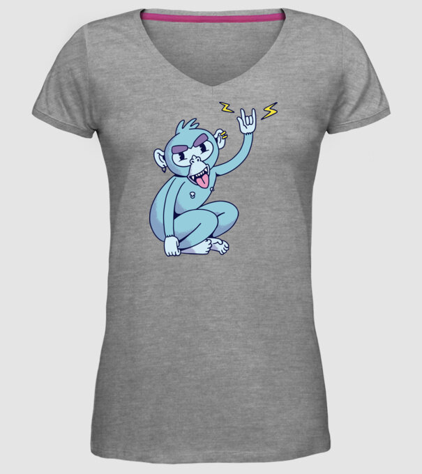 Maimuța Rocker model gri pe tricou