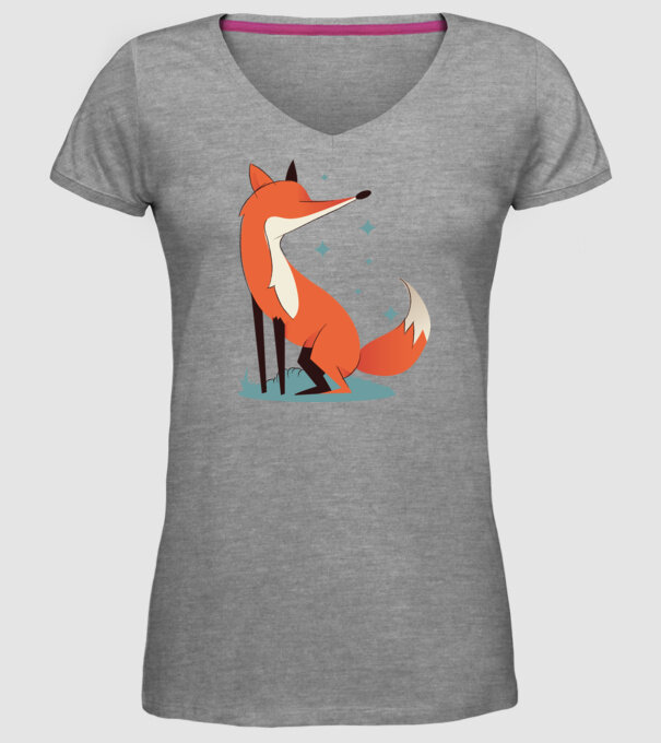 Vulpe model gri pe tricou