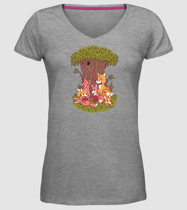 Familie Vulpe model gri pe tricou