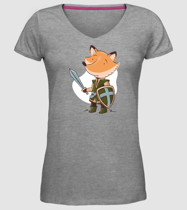 Vulpe Cavaler model gri pe tricou