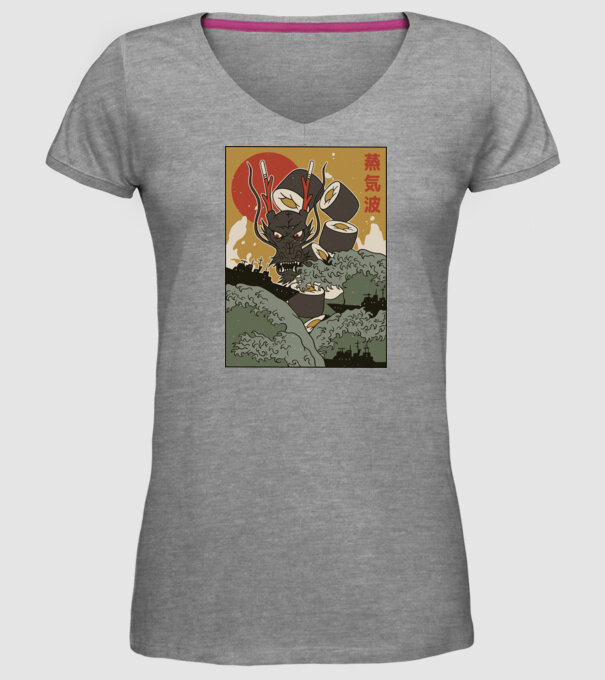 Dragon Sushi model gri pe tricou