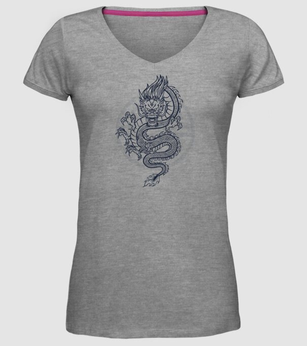 Dragon Tribal model gri pe tricou