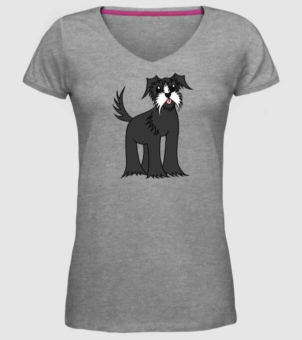 Desen Schnauzer model gri pe tricou