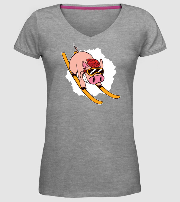 Porcușor schior model gri pe tricou