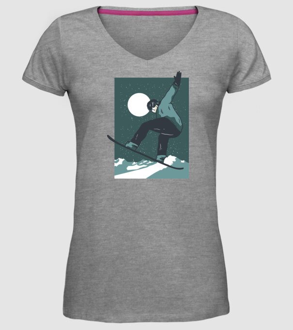 Săritură Snowboard model gri pe tricou