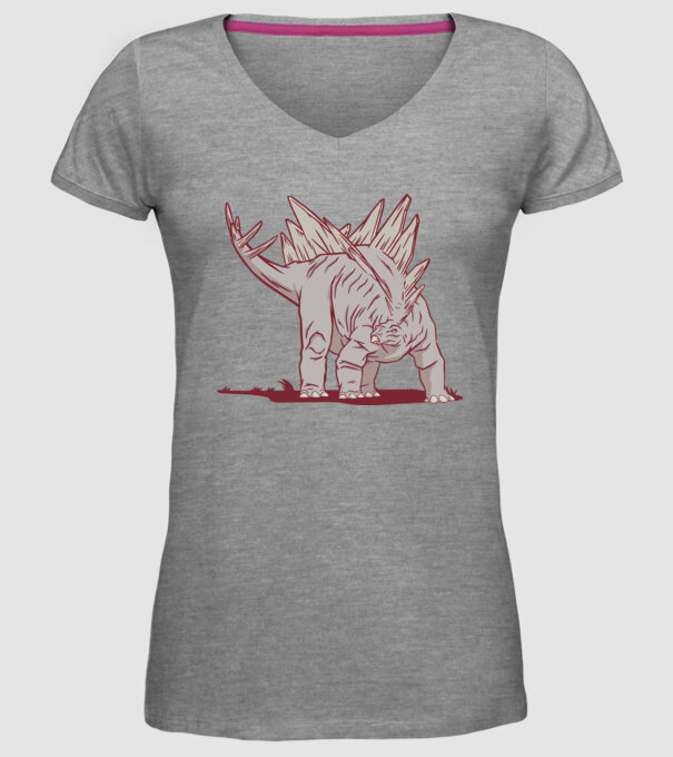 Stegosaurus dinozaur model gri pe tricou