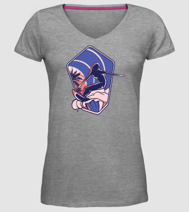 Surf ilustrare model gri pe tricou