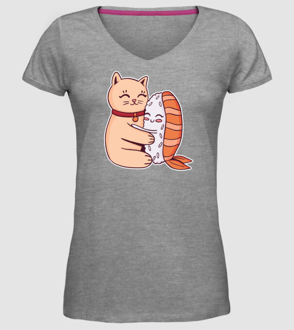 Sushi cu Pisică model gri pe tricou